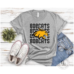 Hustle & Heart NC Bobcats Repeating Mascot Graphic Tee Repeating Mascot Designs
