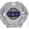 Hustle & Heart NC Bobcats Royal Blue And White Faux Glitter Leopard Circle Designs