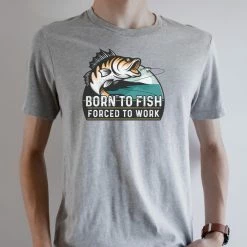 Hustle And Heart NC Born To Fish Forced To Work Graphic Tee Father's Day