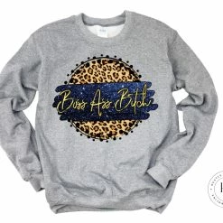 Hustle & Heart NC Boss Ass Bitch Faux Glitter Leopard Circle Designs