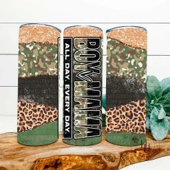 Hustle & Heart NC Boy Mama All Day Everyday Camo And Leopard Completed 20oz Skinny Tumbler Tumbler Of The Week