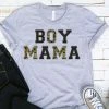 Hustle And Heart NC Faux Chenille And Glitter Letter Patch Tees Boy Mama Camo/Black Faux Chenille Letters Graphic Tee
