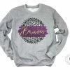 Hustle & Heart NC Faux Glitter Leopard Circle Designs Braves Purple And Gold