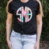 Hustle & Heart NC Bright Spring Swirl Monogram Graphic Tee Monogram Tees