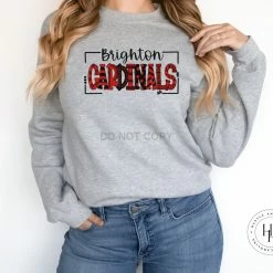 Hustle & Heart NC Brighton Cardinals Doodle Graphic Tee School Doodle Designs