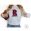 Hustle & Heart NC Broncos Maroon Glitter Varsity Doodle School Doodle Designs