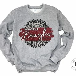 Hustle & Heart NC Brownsville Beagles Faux Glitter Leopard Circle Designs