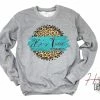 Hustle & Heart NC Faux Glitter Leopard Circle Designs B's Tees By Brandi Teal And Black Tan Leopard