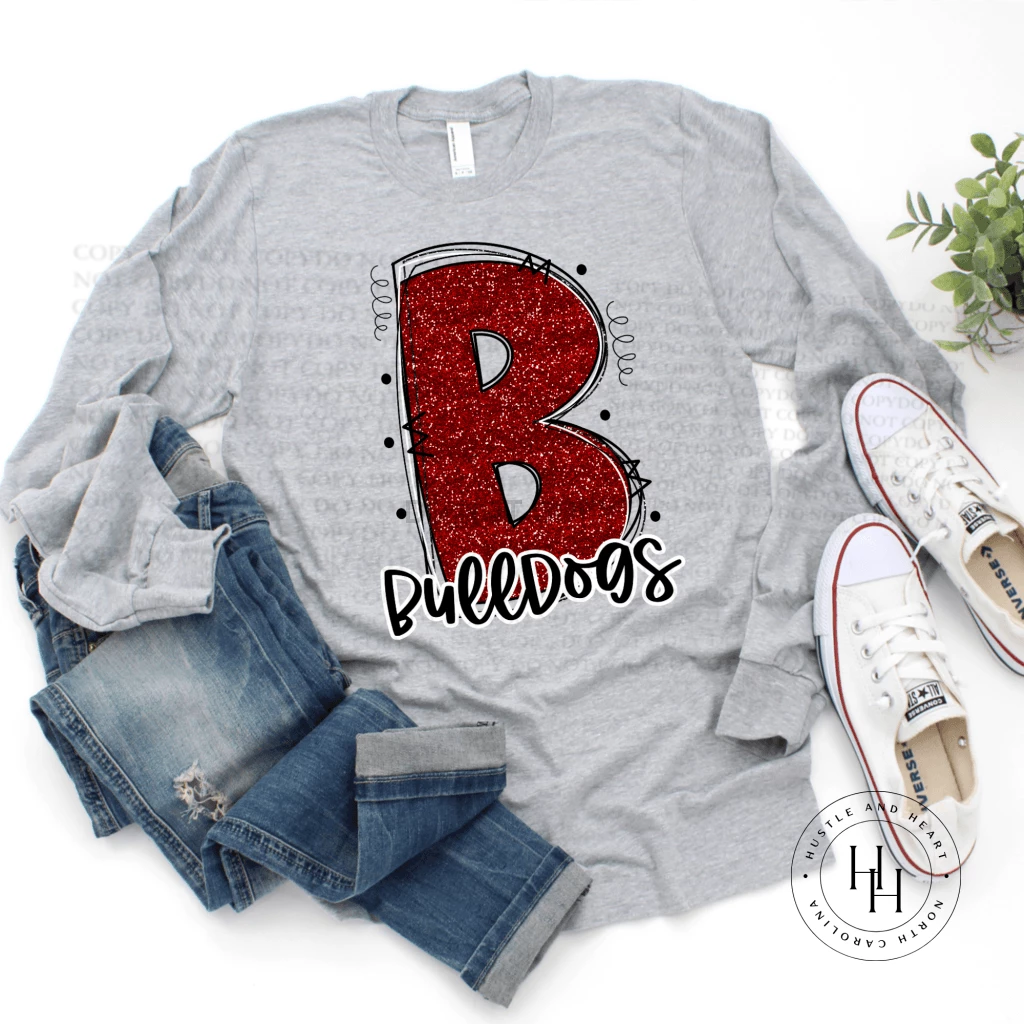 Hustle & Heart NC Bulldogs Glitter Varsity Doodle School Doodle Designs