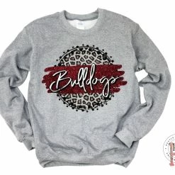 Hustle & Heart NC Bulldogs Maroon And White Faux Glitter Leopard Circle Designs