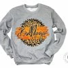 Hustle & Heart NC Faux Glitter Leopard Circle Designs Bulldogs Orange