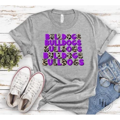 Hustle & Heart NC Bulldogs Purple Repeating Graphic Tee