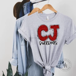 Hustle & Heart NC Bulldogs Red Glitter Varsity Doodle School Doodle Designs