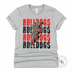 Hustle And Heart NC Bulldogs Red Lightning Bolt Graphic Tee