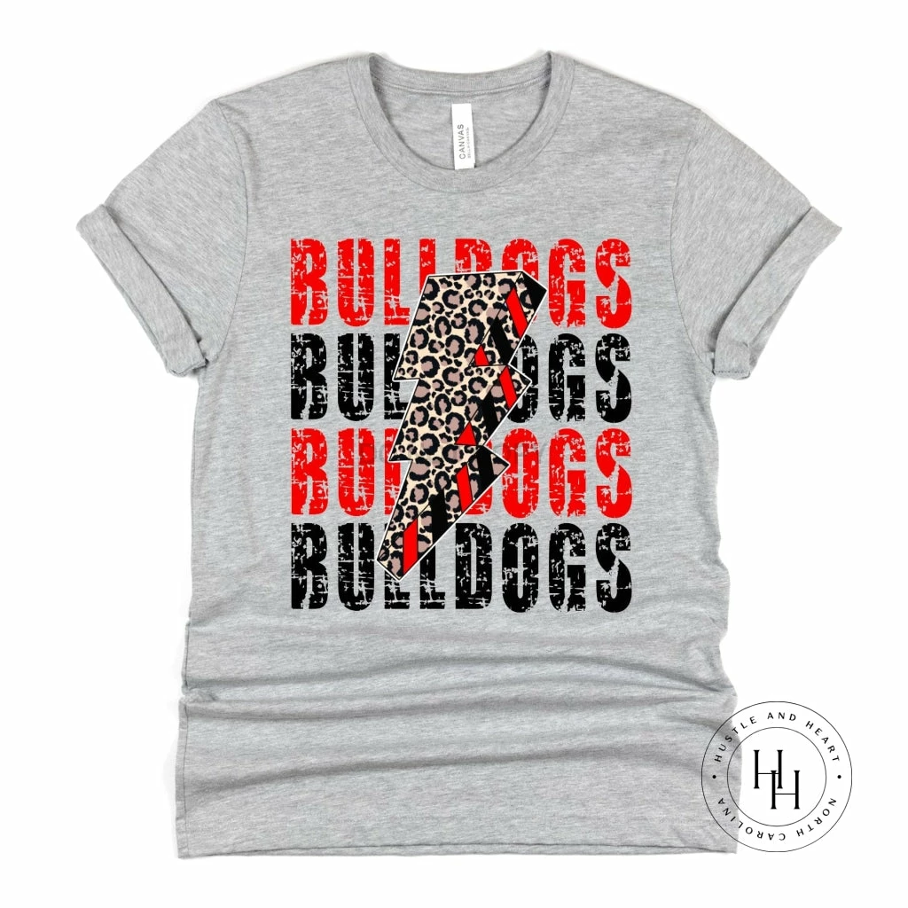 Hustle And Heart NC Bulldogs Red Lightning Bolt Graphic Tee