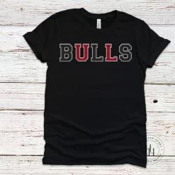 Hustle And Heart NC Bulls Red/Black Faux Chenille Letters Graphic Tee Faux Chenille And Glitter Letter Patch Tees