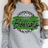 Hustle & Heart NC Bush Bobcats Grey Leopard Graphic Tee Faux Glitter Leopard Circle Designs