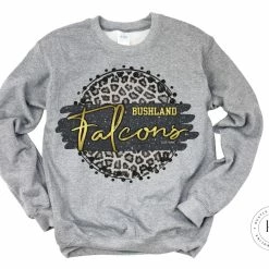 Hustle & Heart NC Bushland Falcons Black And Gold Faux Glitter Leopard Circle Designs