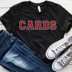 Hustle And Heart NC Faux Chenille And Glitter Letter Patch Tees Cards Red/Silver Faux Chenille Letters Graphic Tee