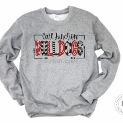 Hustle & Heart NC Carl Junction Bulldogs Doodle Graphic Tee School Doodle Designs