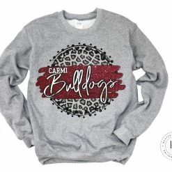 Hustle & Heart NC Carmi Bulldogs Faux Glitter Leopard Circle Designs