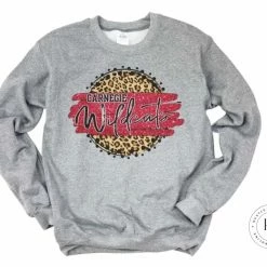 Hustle & Heart NC Faux Glitter Leopard Circle Designs Carnegie Wildcats