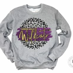 Hustle & Heart NC Faux Glitter Leopard Circle Designs Carrier Mills Wildcats