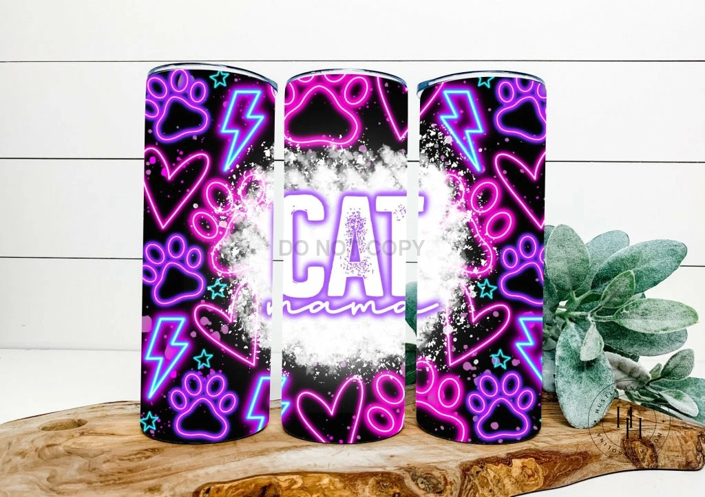 Hustle & Heart NC Tumbler Of The Week Cat Mama Completed 20oz Skinny Tumbler