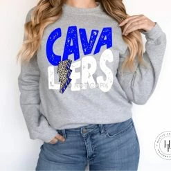 Hustle And Heart NC Cavaliers Royal Blue/White Lightning Bolt Graphic Tee