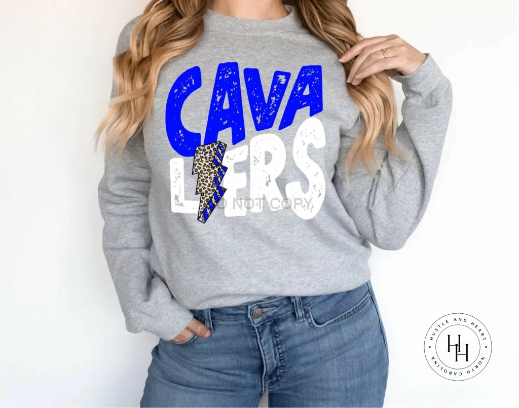 Hustle And Heart NC Cavaliers Royal Blue/White Lightning Bolt Graphic Tee