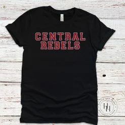 Hustle And Heart NC Faux Chenille And Glitter Letter Patch Tees Central Rebels Faux Chenille Letters Graphic Tee