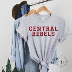 Hustle And Heart NC Faux Chenille And Glitter Letter Patch Tees Central Rebels Faux Chenille Letters Graphic Tee