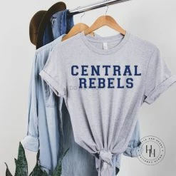 Hustle And Heart NC Faux Chenille And Glitter Letter Patch Tees Central Rebels Royal Blue Faux Chenille Letters Graphic Tee