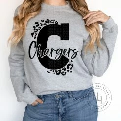 Hustle & Heart NC Chargers Black Leopard Screenprint Transfer