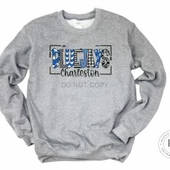 Hustle & Heart NC School Doodle Designs Charleston Bluejays Blue/Black/White Doodle Graphic Tee