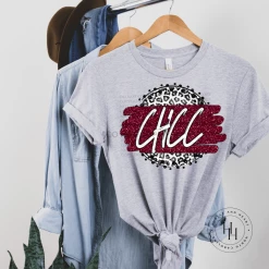 Hustle & Heart NC CHCC Grey Leopard Graphic Tee