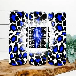 Hustle & Heart NC Tumbler Of The Week Cheer Lighting Blue Completed 20oz Skinny Tumbler