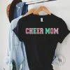 Hustle And Heart NC Cheer Mom ONE LINE Faux Chenille Letters Graphic Tee Faux Chenille And Glitter Letter Patch Tees