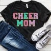 Hustle And Heart NC Faux Chenille And Glitter Letter Patch Tees Cheer Mom TWO LINES Faux Chenille Letters Graphic Tee