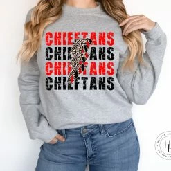 Hustle And Heart NC Lightning Bolt Designs Chieftans Red And Black Lightning Bolt Graphic Tee