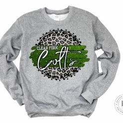 Hustle & Heart NC Clear Fork Colts Faux Glitter Leopard Circle Designs