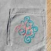 Hustle And Heart NC Monogram Tees Comfort Color Swirly Fancy Single Letter Monogram Pocket Tee