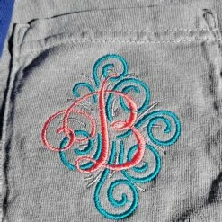 Hustle And Heart NC Monogram Tees Comfort Color Swirly Fancy Single Letter Monogram Pocket Tee