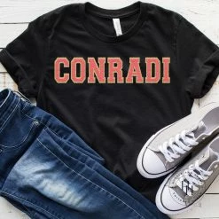 Hustle And Heart NC Conradi Black Faux Chenille Letters Graphic Tee Faux Chenille And Glitter Letter Patch Tees