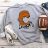 Hustle & Heart NC School Doodle Designs Cougars Orange Glitter Varsity Doodle