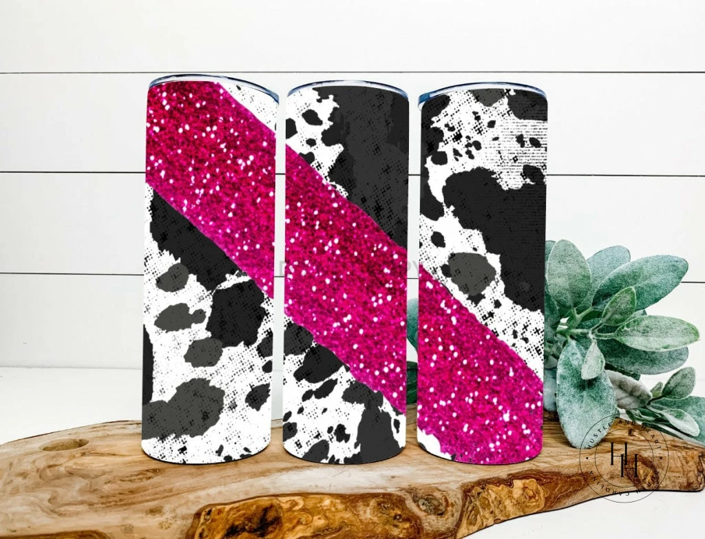 Hustle & Heart NC Tumbler Of The Week Cow Hide Completed 20oz Skinny Tumbler