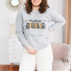 Hustle & Heart NC Crofton Cougars Orange/Black/White Doodle Graphic Tee School Doodle Designs