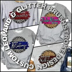 Hustle & Heart NC Custom Leopard & Glitter Brushstroke Circle Design