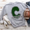 Hustle & Heart NC School Doodle Designs Cyclones Dark Green Glitter Varsity Doodle