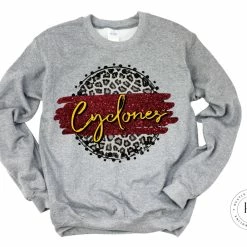 Hustle & Heart NC Cyclones Faux Glitter Leopard Circle Designs